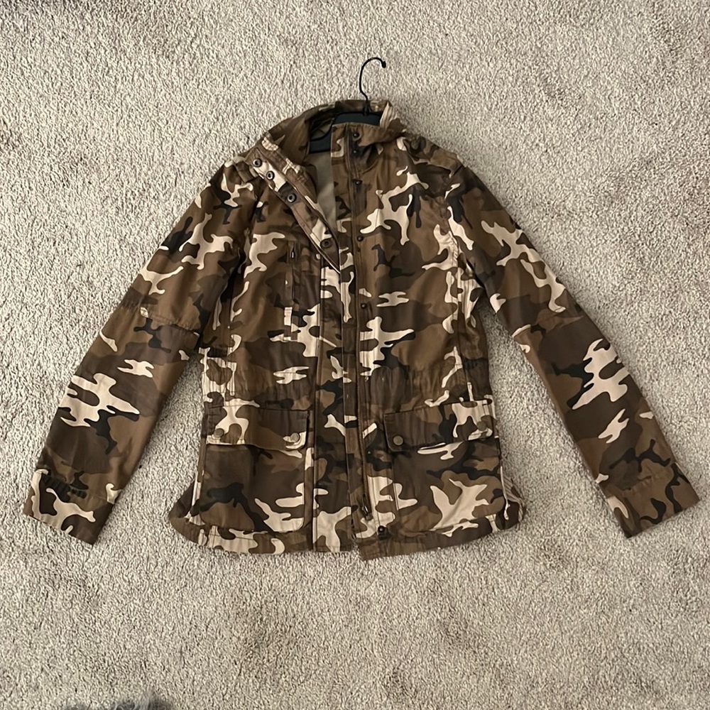 Brown and tan army print jacket